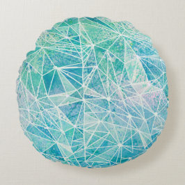 Almofada Redonda aquamarina com espaço de geometria branca