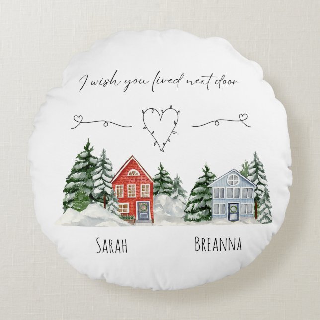 Almofada Redonda Aquarela, Eu Desejo Que Vivam Ao Lado (Frente)