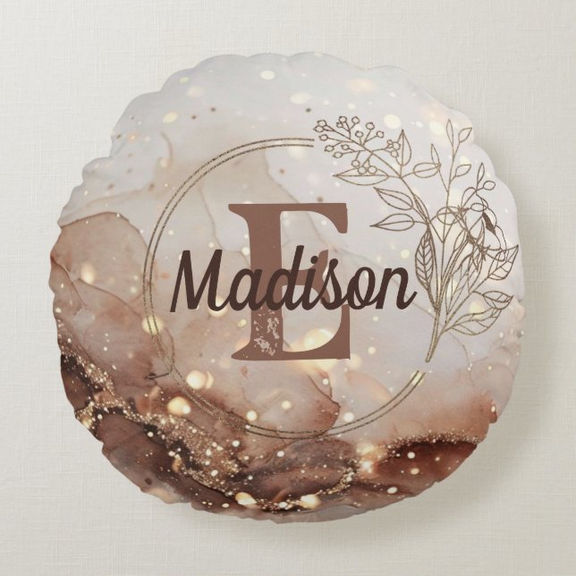 Almofada Redonda Aquarela Marmoreada com Acentos de Largura (Frente)