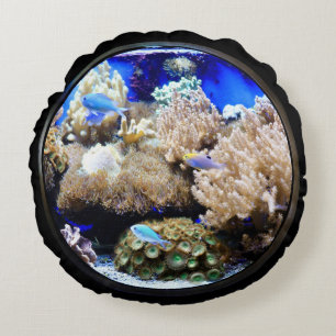Almofada Redonda Aquário Peixe tropical e coral