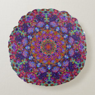 Almofada Redonda Arabesque multi-colorido de luxe do ornamento da