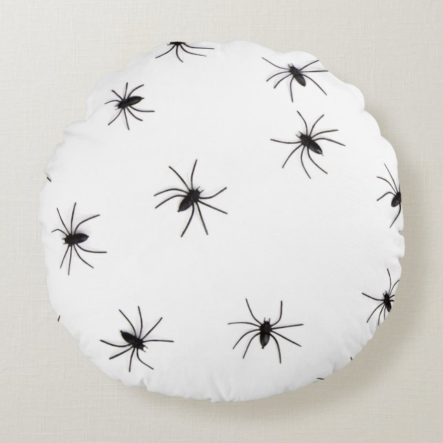 Almofada Redonda Aracnofobia (Aranhas) (Insetos Crawly Assustadores (Frente)