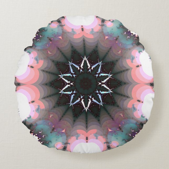 Almofada Redonda Aranha-de-inverno congelada gótica (Frente)