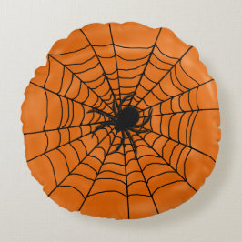 Almofada Redonda Aranhas Halloween com aranha em laranja