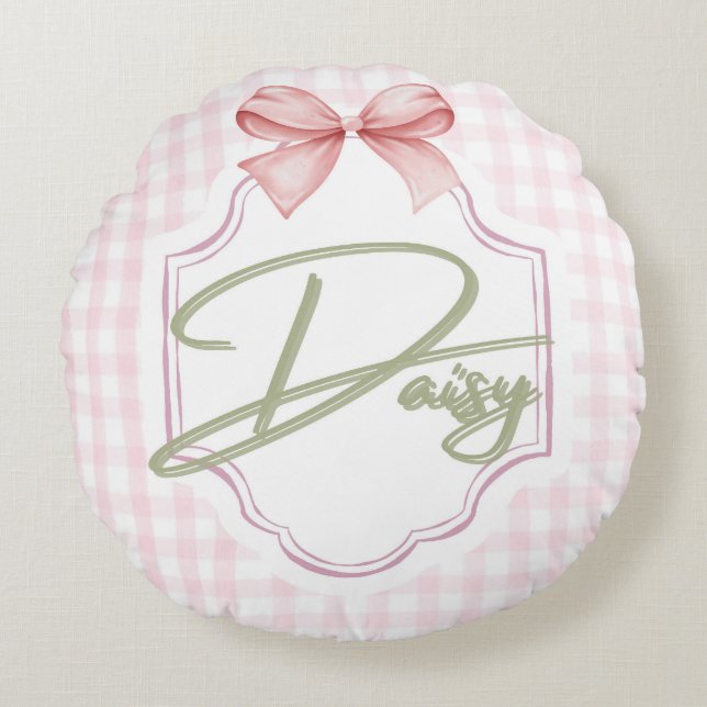 Almofada Redonda Arco de Enfermeira Personalizada Daisy Baby Girl (Frente)