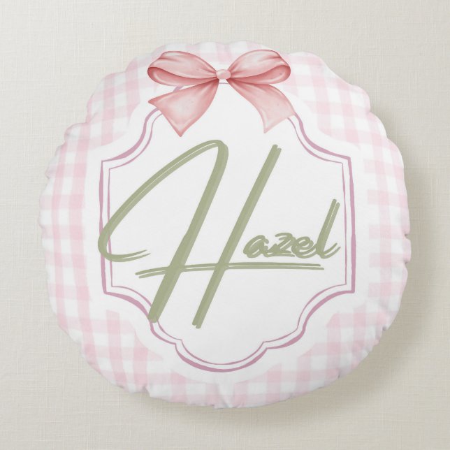 Almofada Redonda Arco de Enfermeira Personalizada Hazel Baby Girl (Frente)
