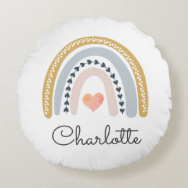 Almofada Redonda Arco-Íris de Aquarela Personalizado Boho
