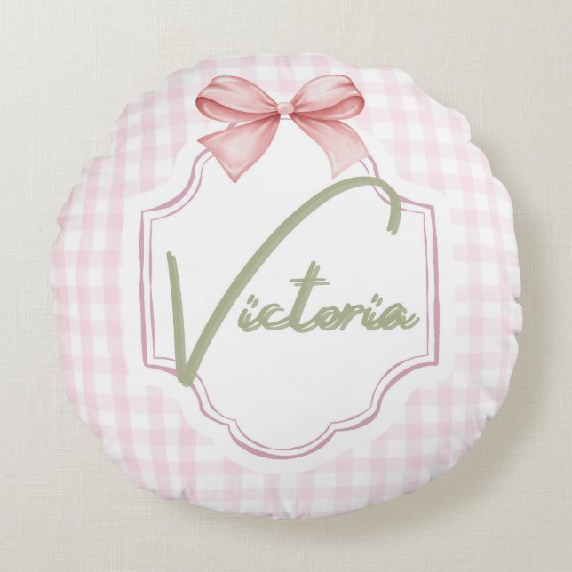 Almofada Redonda Arco personalizado da Victoria Baby Girl (Frente)