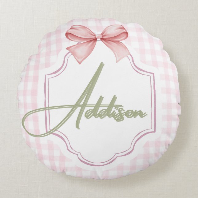 Almofada Redonda Arco Personalizado de Addison Baby Girl (Frente)