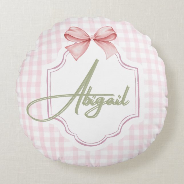 Almofada Redonda Arco Personalizado de Enfermeira Abigail Baby Girl (Frente)
