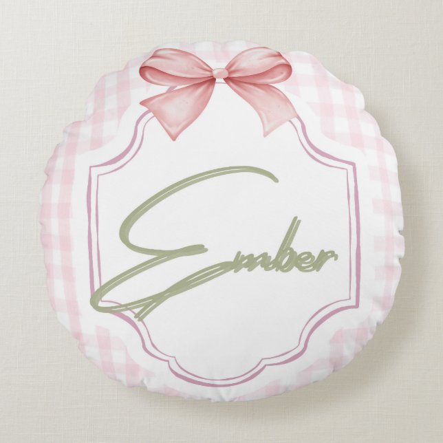 Almofada Redonda Arco Personalizado de Enfermeira Ember Baby Girl & (Frente)