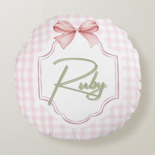 Almofada Redonda Arco Personalizado de Enfermeira Ruby Baby Girl &G (Frente)