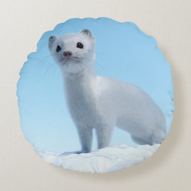 Almofada Redonda Arctic Weasel Charm (Frente)