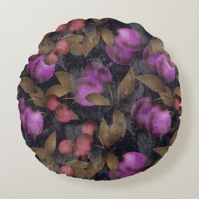 Almofada Redonda Aromas frutas, de ameixa, de cereja (Frente)