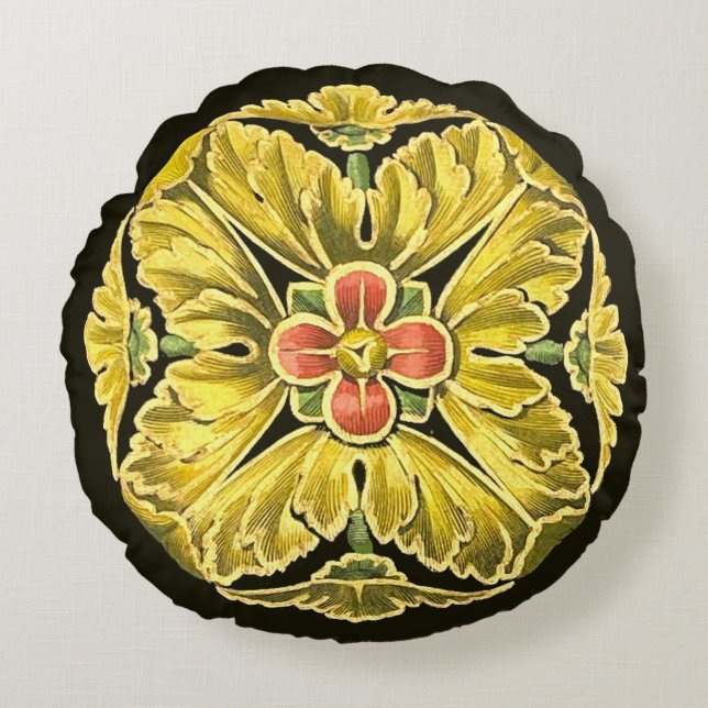 Almofada Redonda Arquitetura Antiquada N.o 3 (Frente)