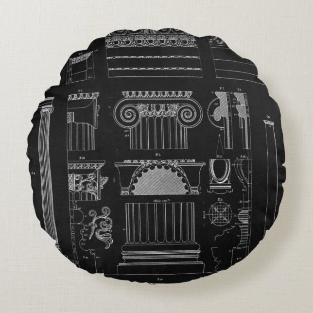 Almofada Redonda Arquitetura gráfica IV (Frente)