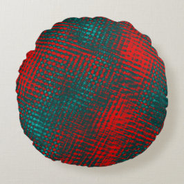 Almofada Redonda Arranhões crus vermelhos no céu vermelho de ciano