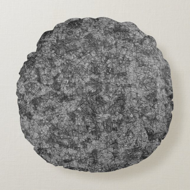 Almofada Redonda Arranhões em arranhões em cinzas ligeiramente vist (Frente)