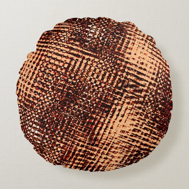 Almofada Redonda Arranhões grossos e crus em laranja com sombra (Frente)