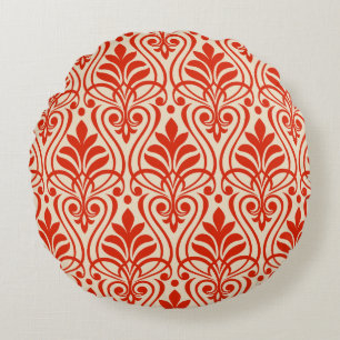 Almofada Redonda Art Deco Pattern 01 - Dali's Red on Off-White