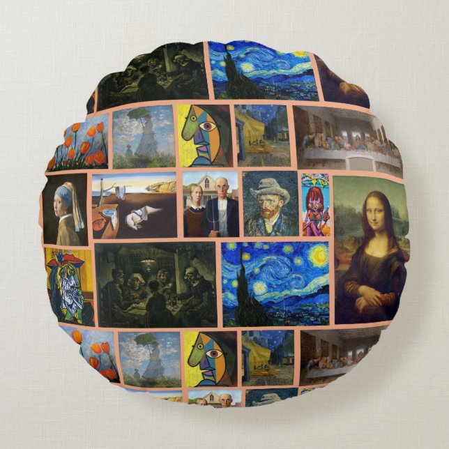 Almofada Redonda Art Masterpieces, Tan (Frente)