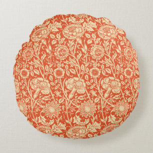 Almofada Redonda Art Nouveau Carnação Damask, Mandarin Orange