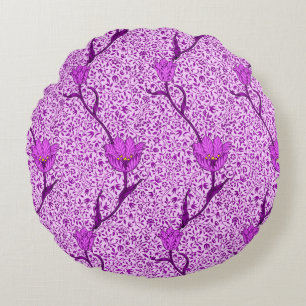 Almofada Redonda Art Nouveau Tulip Damask, Violet e Orchid