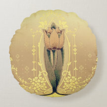 Art nouveau tulipa floral rosa e ouro elegante
