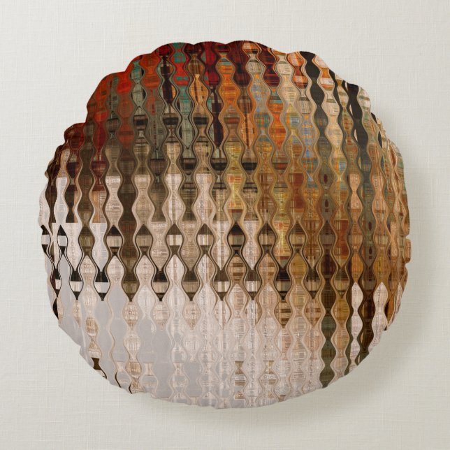 Almofada Redonda arte abstrato colorida interseção geométrica (Frente)