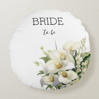 Almofada Redonda Arte Aquarela Flores Brancas Noiva Para Ser