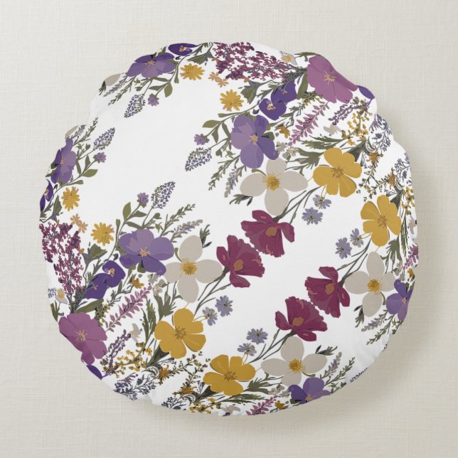 Almofada Redonda Arte Botânica (Frente)
