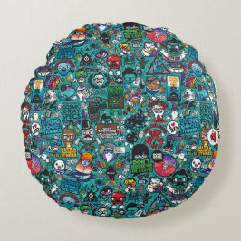 Almofada Redonda Arte Colorida Grafite,