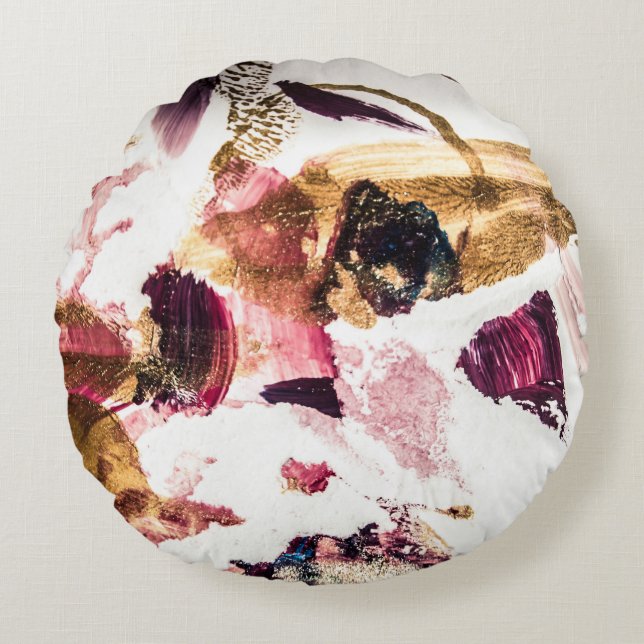 Almofada Redonda Arte criativa abstrato Dourada Sparkles (Frente)