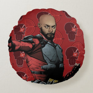 Almofada Redonda Arte da banda desenhada do pelotão Deadshot do