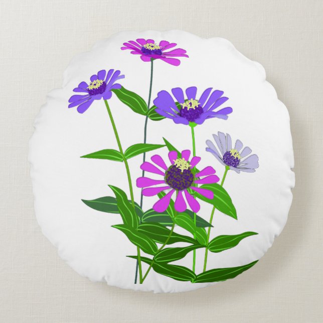 Almofada Redonda Arte da Flor Cósmica (Frente)