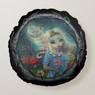 Almofada Redonda Arte de fantasia de Alice no País das Maravilhas p