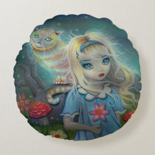Almofada Redonda Arte de fantasia de Alice no País das Maravilhas p