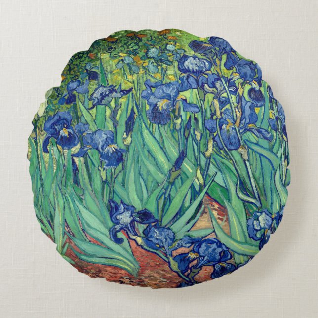 Almofada Redonda Arte de Íris de Van Gogh (Frente)