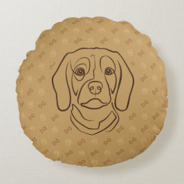 Almofada Redonda Arte de Linha Beagle, Elegância com Atitude