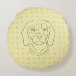 Almofada Redonda Arte de Linha Beagle, Elegância com Atitude