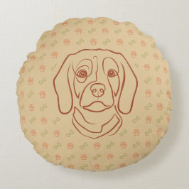 Almofada Redonda Arte de Linha Beagle, Elegância com Atitude
