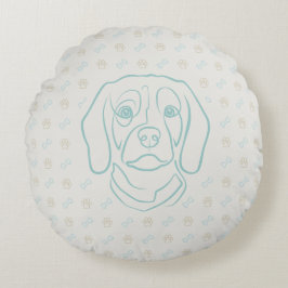 Almofada Redonda Arte de Linha Beagle, Elegância com Atitude