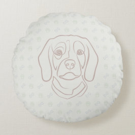 Almofada Redonda Arte de Linha Beagle, Elegância com Atitude