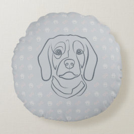 Almofada Redonda Arte de Linha Beagle, Elegância com Atitude