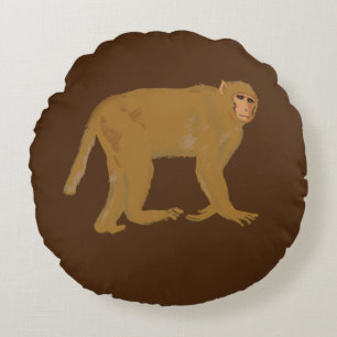 Almofada Redonda Arte de macaco babuíno