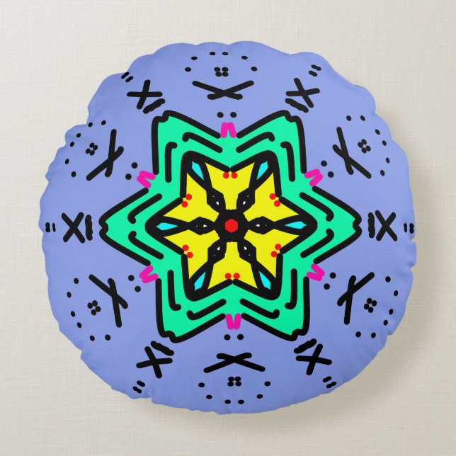 Almofada Redonda Arte de Mandala Romana (Frente)