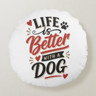 Almofada Redonda Arte de Parede para Amantes de Cachorros - A Vida