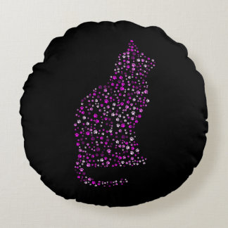 Almofada Redonda Arte de Pegada Felina