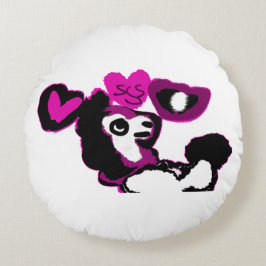 Almofada Redonda Arte de poodle roxo