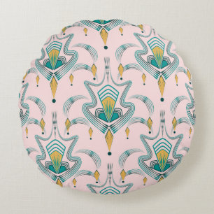 Almofada Redonda Arte deco moderno ornamento gráfico padrão. Abst